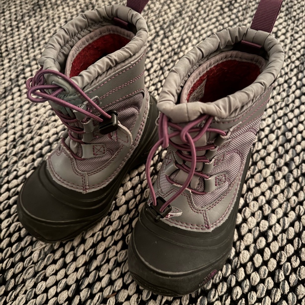 The North Face Kids Gray and Purple Snow Boots